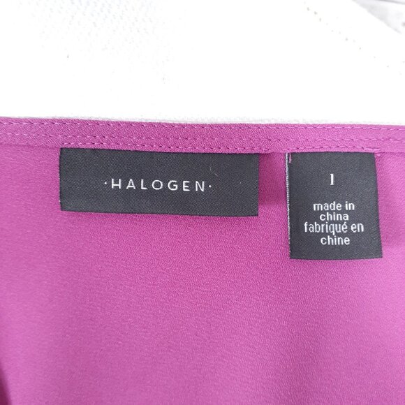 Halogen Belted Peplum Top L Purple Clover 331A - Picture 5 of 6